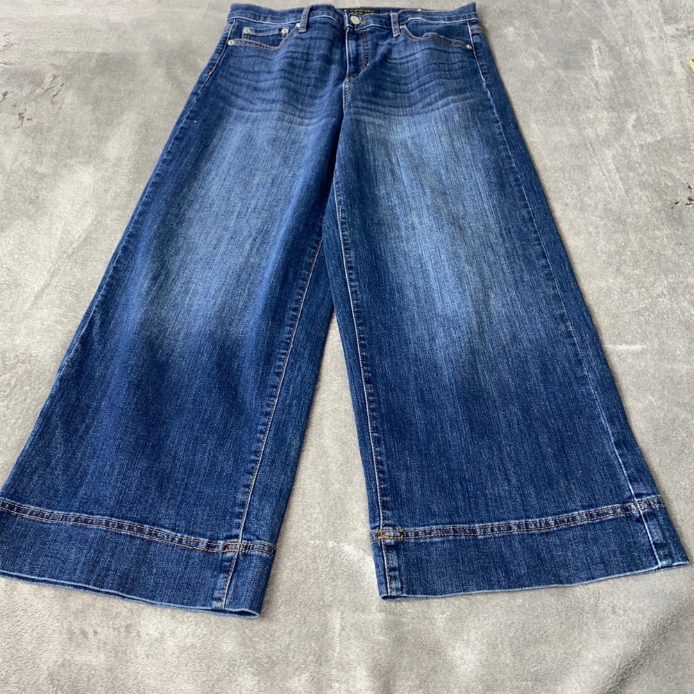 Banana Republic Jeans Womens 29/8 Blue High Rise Wide Leg Crop Dark Wash Denim